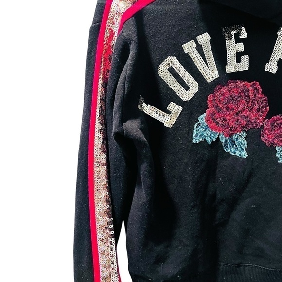 Victoria Secret LOVE PINK Sequin Floral Long Sleeve Hooded Jacket Size XS - Picture 9 of 9